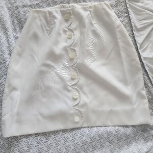 Vintage White Button-Front Skirt